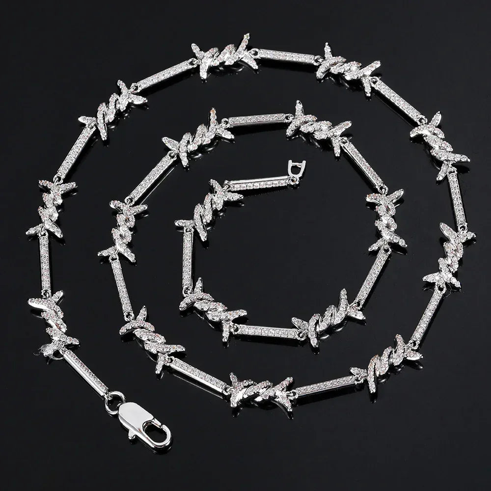 2.5mm Thorn Chain Zircon Necklace with Box Clasp for Couples | Caratix Jewelry - CaratixJewelry